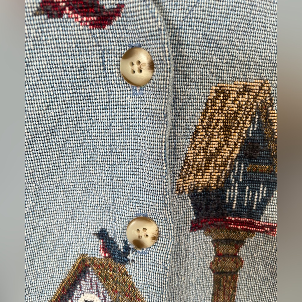 Vintage Orvis women’s medium Chic Denim Vest with Embroidered Birdhouse Design - Picture 4 of 8